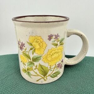 Vintage Otagiri / Taylor & Ng Style Speckled Stoneware‎ Mug Wildflowers Japan J